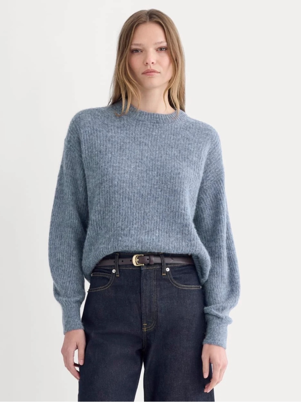 Everlane The Cocoon Crew Alpaca Sweater Heather Sage Blue Size XS NWOT